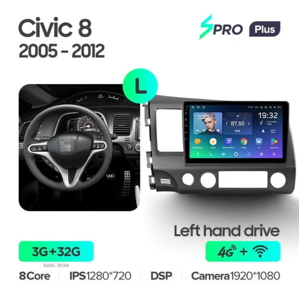 Автомагнитола Teyes SPRO Plus 4/32Gb Honda Civic 8 Тип-L 10.1 дюймов Автомагнитола Teyes SPRO Plus 4/32Gb Honda Civic 8 Тип-L 10.1 дюймов