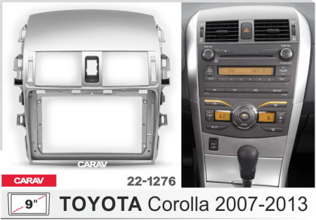 CARAV 22-1276 | 9" переходная рамка Toyota Corolla 2006-2012 с воздуховодами