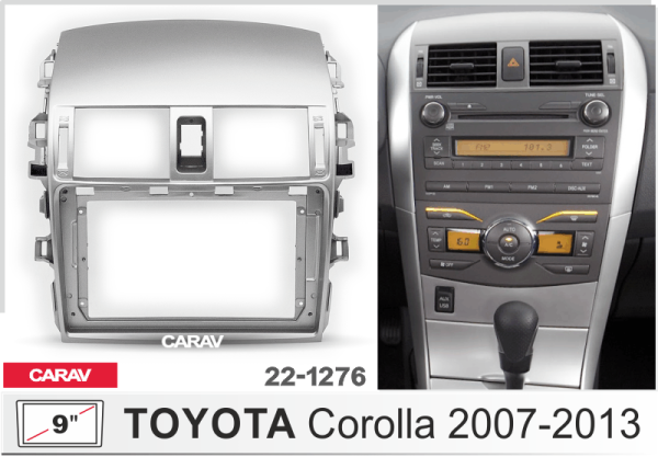 CARAV 22-1276 | 9" переходная рамка Toyota Corolla 2006-2012 с воздуховодами