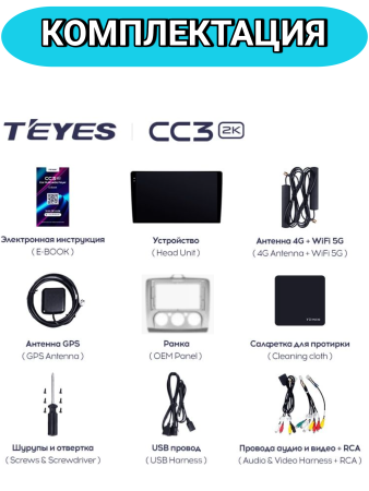 Автомагнитола Teyes CC3 2K 6/128Gb Ford Focus 2 Тип-A