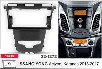 CARAV 22-1272 | 9" переходная рамка Ssang Yong Actyon 2013+, Korando 2013-2019