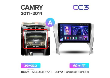 Автомагнитола Teyes CC3 4/32Gb Toyota Camry 7 2011-2014 Тип-A