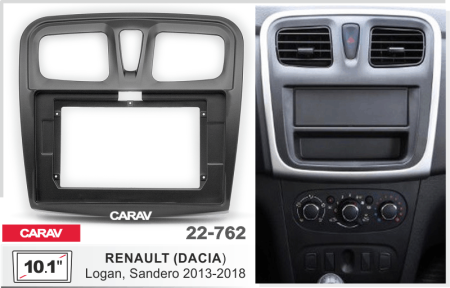 CARAV 22-762 | 10.1" переходная рамка Renault Logan 2012-2022, Sandero 2013-2022, Dacia Sandero 2013-2020