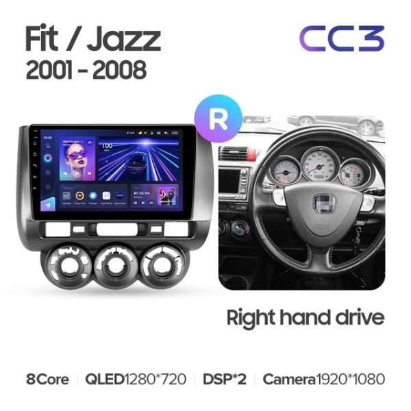 Автомагнитола Teyes CC3 4/32Gb Honda Fit 1 / Jazz 1 Правый руль Автомагнитола Teyes CC3 4/32Gb Honda Fit 1 / Jazz 1 Правый руль