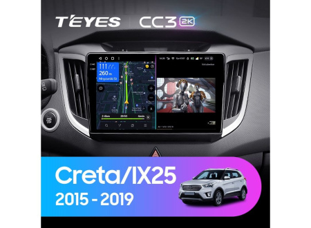 Автомагнитола Teyes CC3 2K 6/128Gb Hyundai Creta / IX25 10.1 дюйм