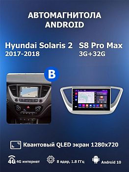 Автомагнитола S8 ProMax 4/32Gb Hyundai Solaris 2 Тип-B