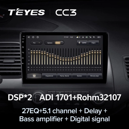 Автомагнитола Teyes CC3 4/32Gb Honda Civic 8 Тип-L 10.1 дюйм