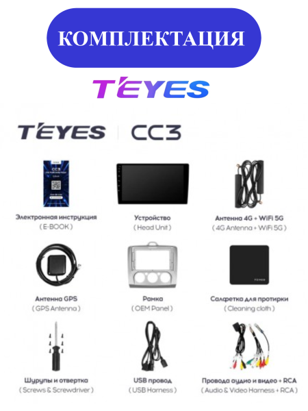 Автомагнитола Teyes CC3 4/32Gb Ford Focus 2 Тип-A