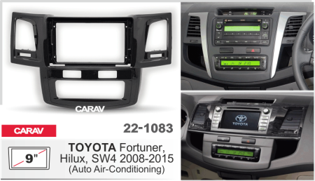 CARAV 22-1083 | 9" переходная рамка Toyota Hilux 2011-2015, Fortuner 2005-2015 (климат-контроль)