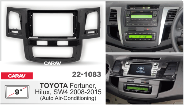 CARAV 22-1083 | 9" переходная рамка Toyota Hilux 2011-2015, Fortuner 2005-2015 (климат-контроль)