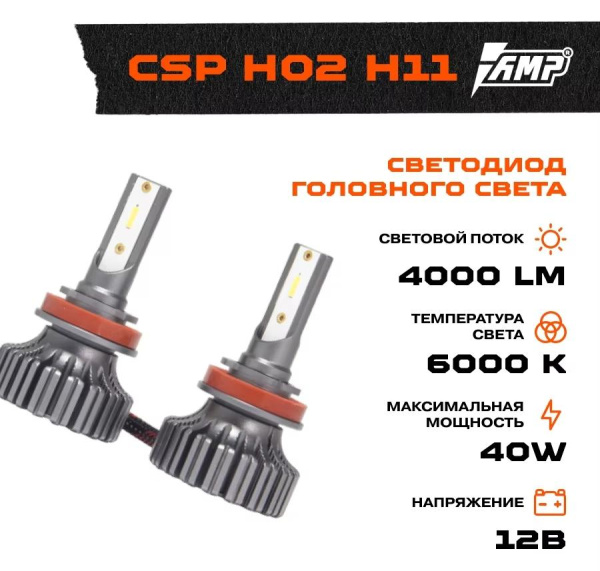 Светодиод головного света AMP CSP H02 H11