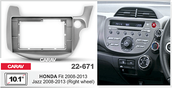 CARAV 22-671 | 10.1" переходная рамка Honda Fit, Jazz 2008-2013 (с рулем справа)