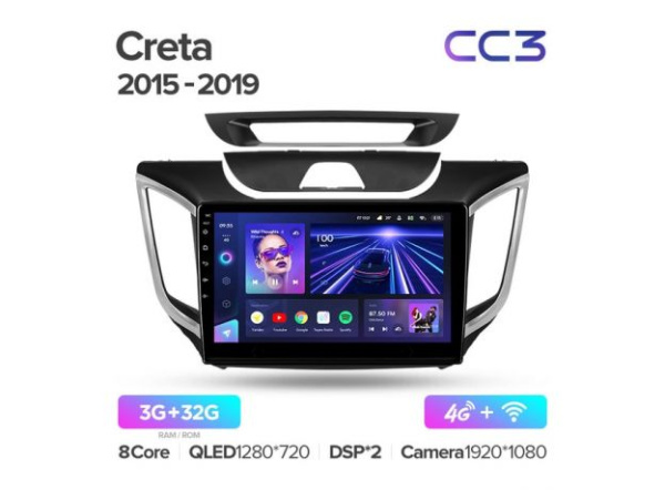 Автомагнитола Teyes CC3 4/32Gb Hyundai Creta / IX25 10.1 дюйм