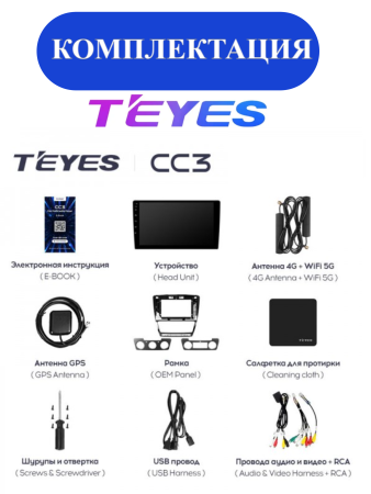 Автомагнитола Teyes CC3 4/32Gb Skoda Octavia 2 Чёрная