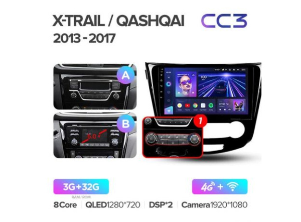 Автомагнитола Teyes CC3 4/32Gb Nissan X-Trail / Qashqai Тип-A
