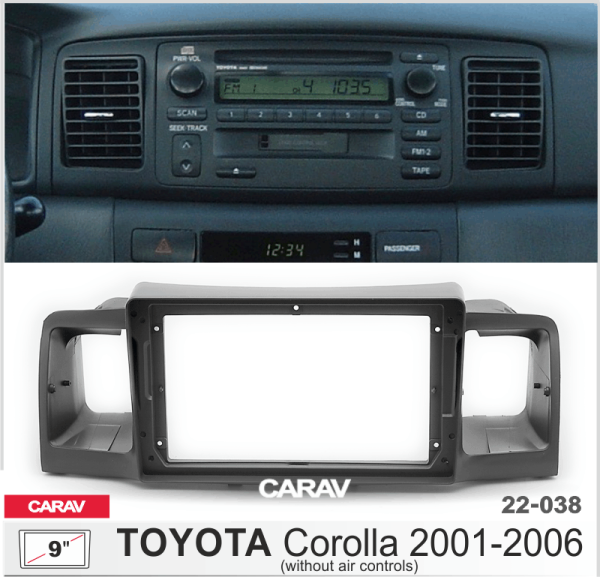 CARAV 22-038 | 9" переходная рамка Toyota Corolla 2000-2007