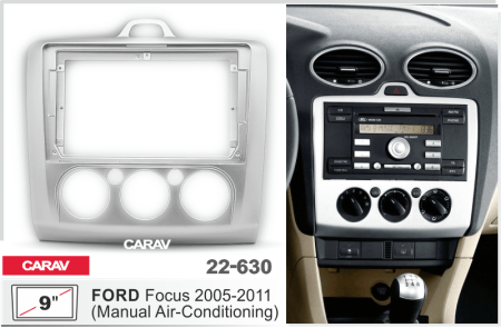 CARAV 22-630 | 9" переходная рамка Ford Focus 2005-2011 (кондиционер)