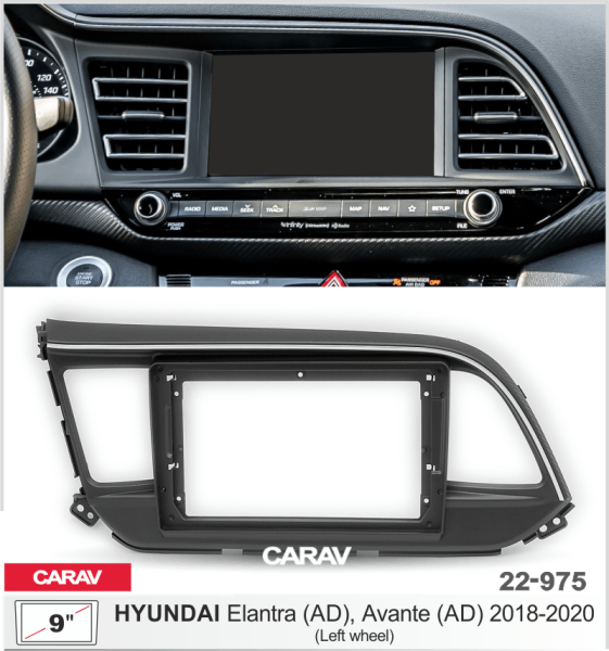 CARAV 22-975 | 9" переходная рамка Hyundai Elantra (AD) 2015-2020, Avante (AD) 2020+