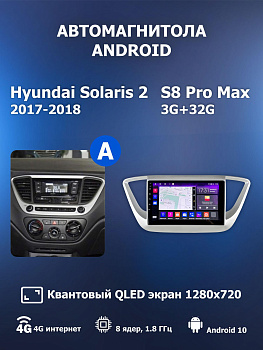 Автомагнитола S8 ProMax 4/32Gb Hyundai Solaris 2 Тип-A
