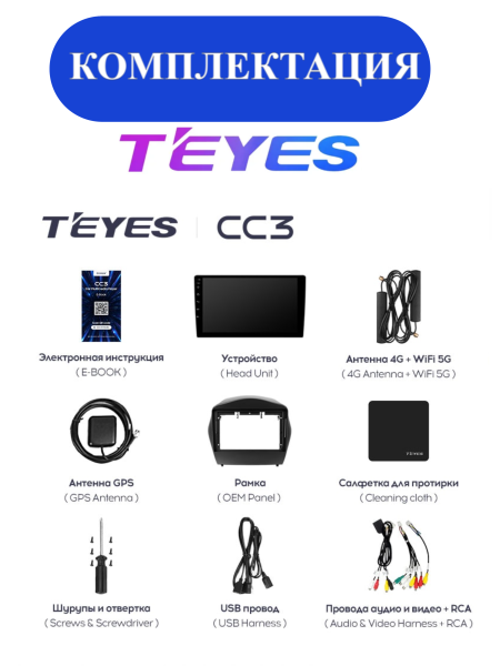 Автомагнитола Teyes CC3 4/32Gb Hyundai Tucson 2 / IX35 Тип-AB