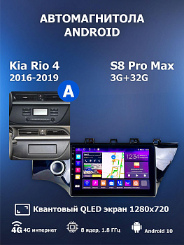 Автомагнитола S8 ProMax 4/32Gb Kia Rio 4 Тип-A