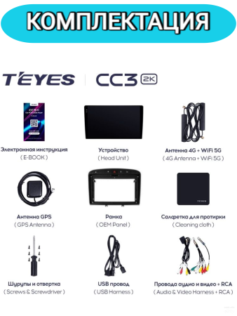 Автомагнитола Teyes CC3 2K 6/128Gb Peugeot 408 / 308